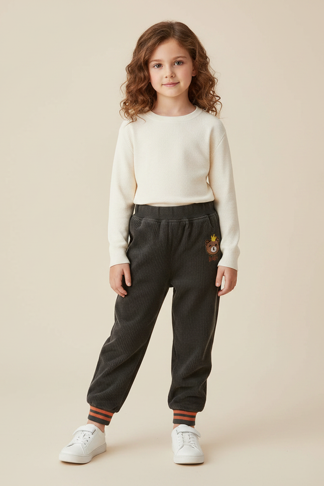 Pantalon De Velours Cotelé - Gris Cordé
