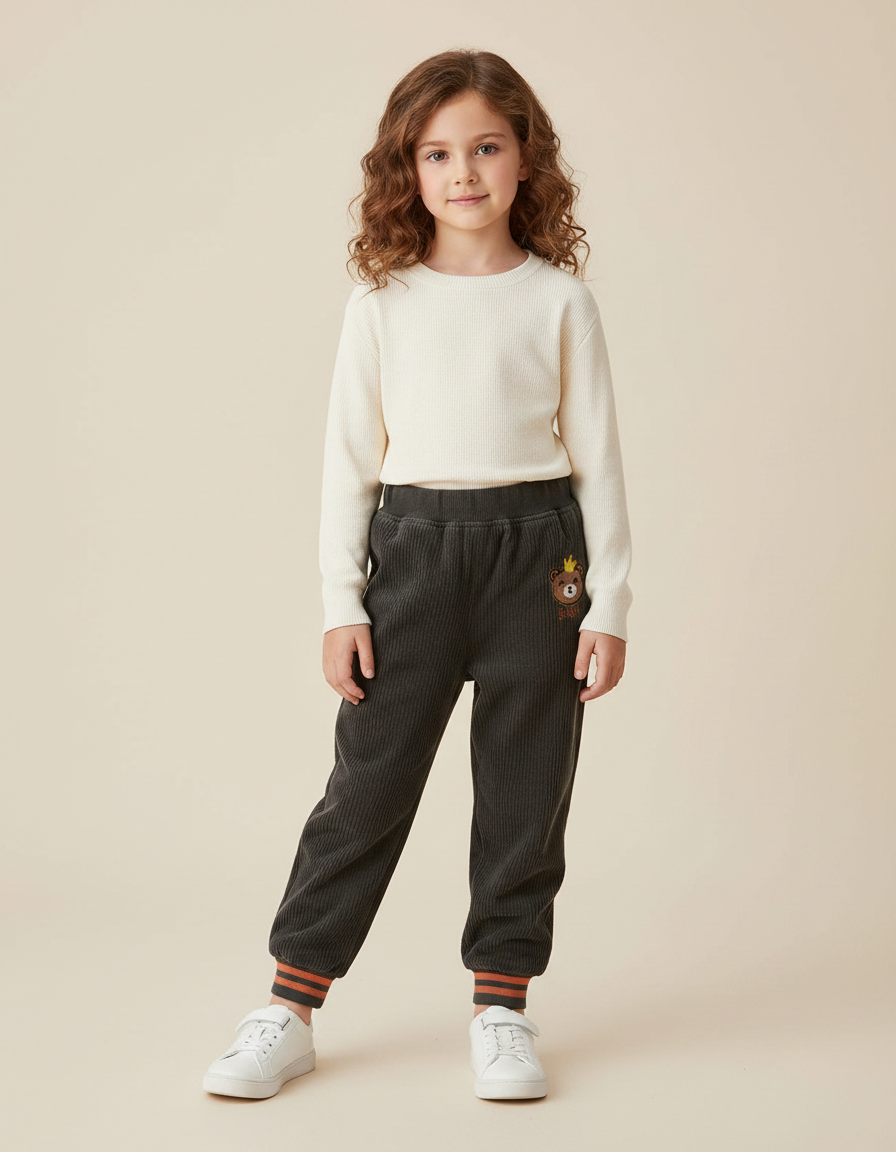 Pantalon De Velours Cotelé - Gris Cordé