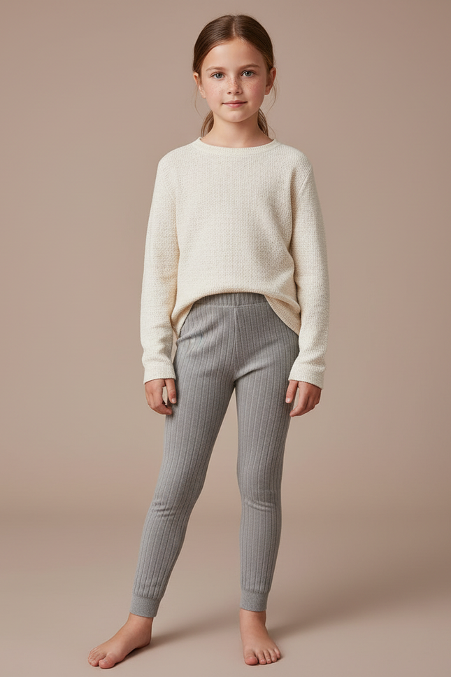 Pantalon Velours Gris Côtelé Doux Confortable Enfant - Cordé