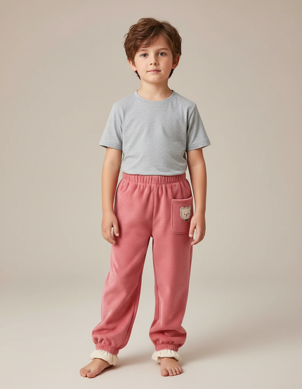 Pantalon Velours Côtelé Rose Ours Chaud Enfant - Cordé