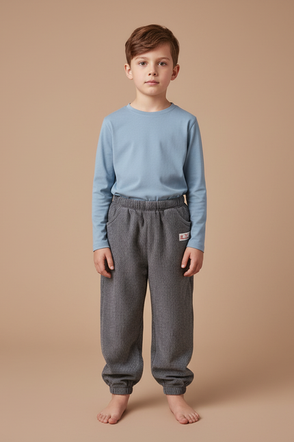 Pantalon Velours Côtelé Gris Enfant Doux Chaud
