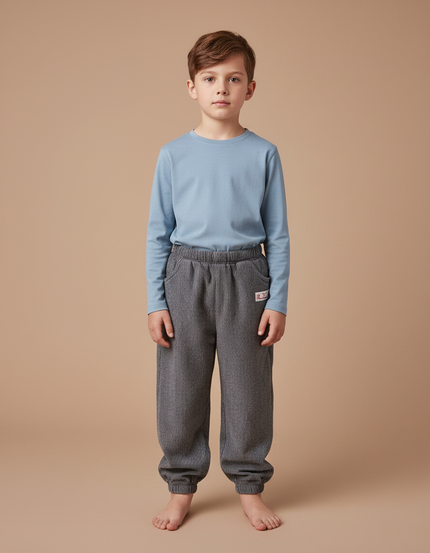Pantalon Velours Côtelé Gris Enfant Doux Chaud