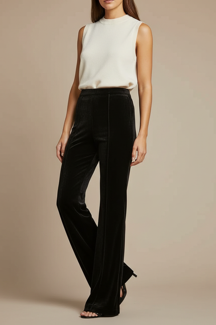 Pantalon Velours Noire Femme