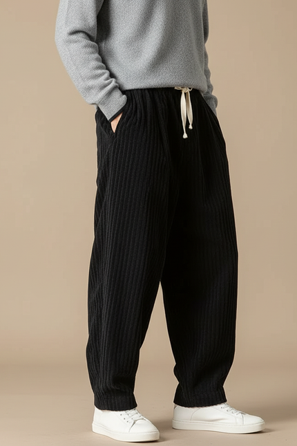 Pantalon Velours Homme Noir Baggy