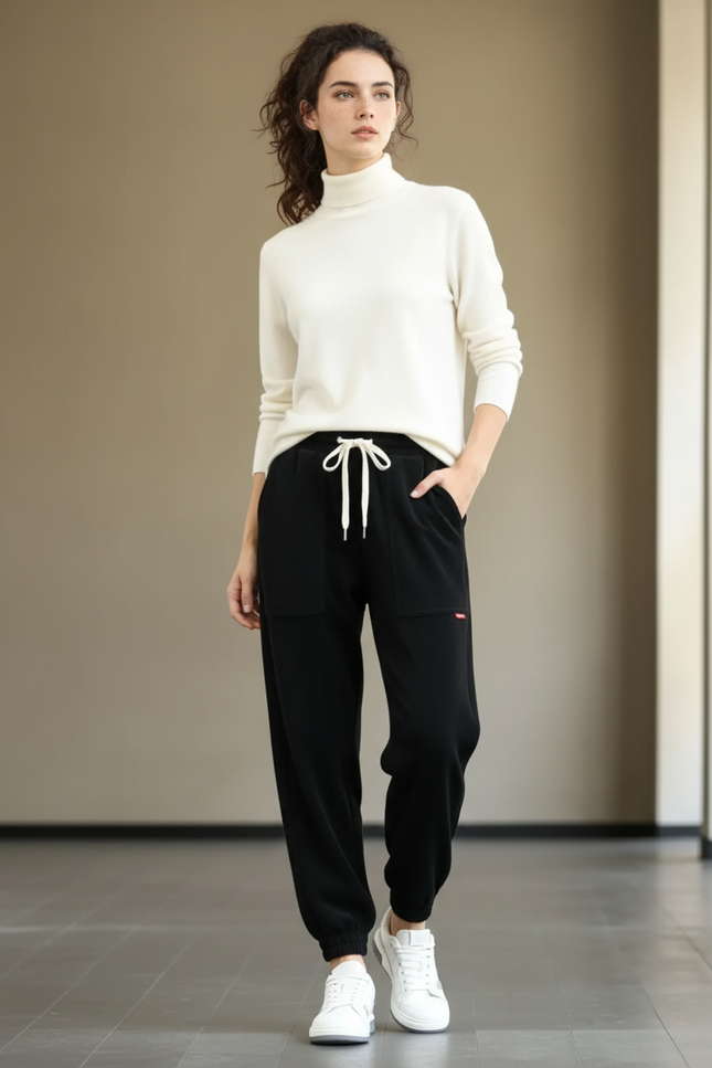 Pantalon Velours Noir Ample Décontracté Sport Épais