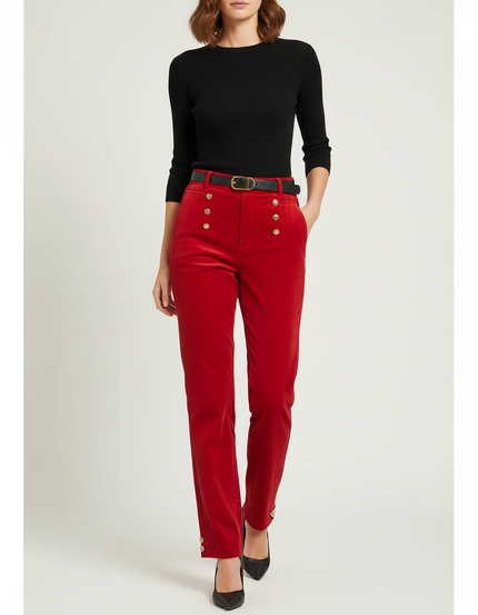 Pantalon Skinny Velours - Rouge