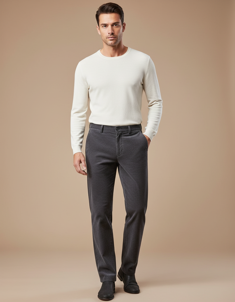 Pantalon Velours Milleraies - Gris Cordé