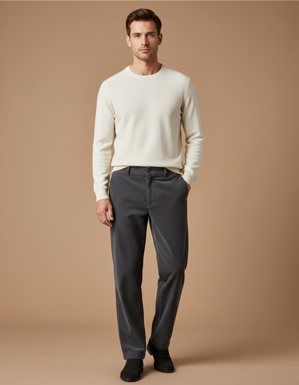 Pantalon Velours Côtelé Gris Droit Homme Décontracté Chaud - Cordé