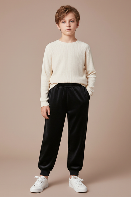 Pantalon Velours Noir Jogger Enfant Doux Confortable
