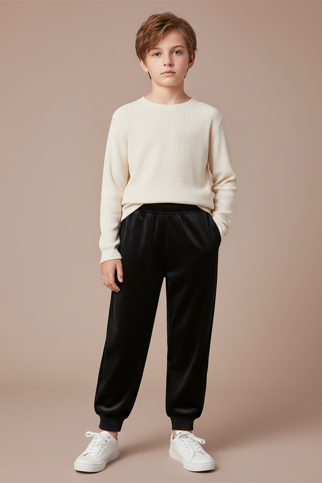 Pantalon Velours Noir Jogger Enfant Doux Confortable