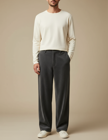 Pantalon Velours Wide Leg - Gris Cordé