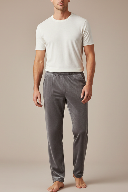 Pantalon Velours Gris Homme Ample Doux Confortable