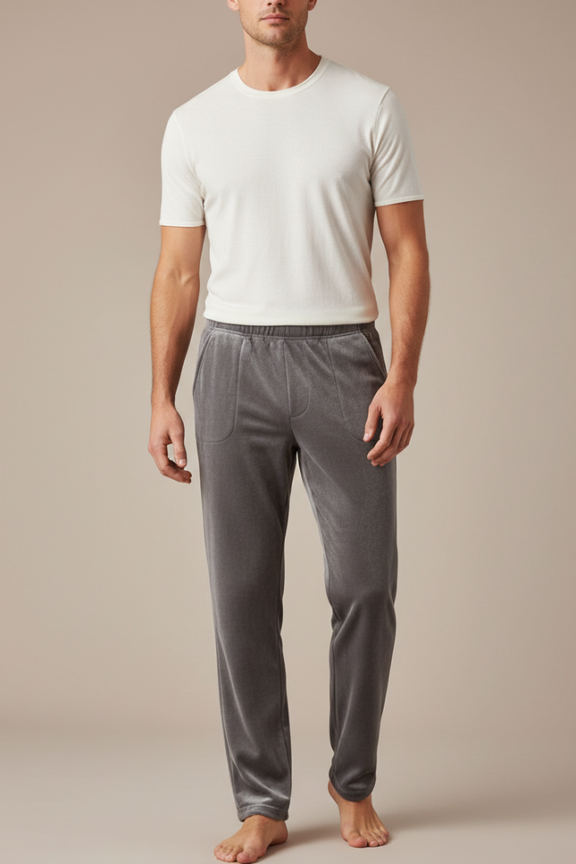 Pantalon Velours Gris Homme Ample Doux Confortable