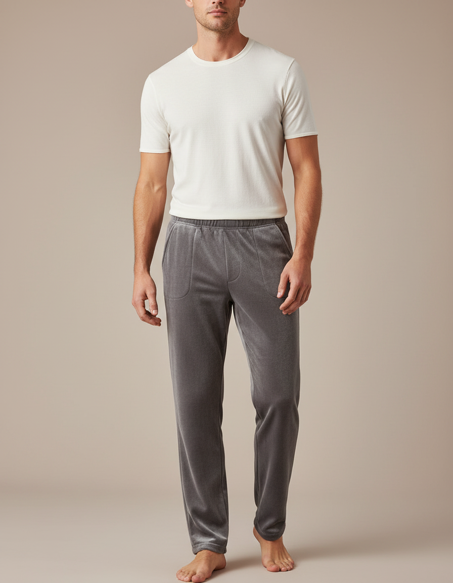Pantalon Velours Gris Homme Ample Doux Confortable
