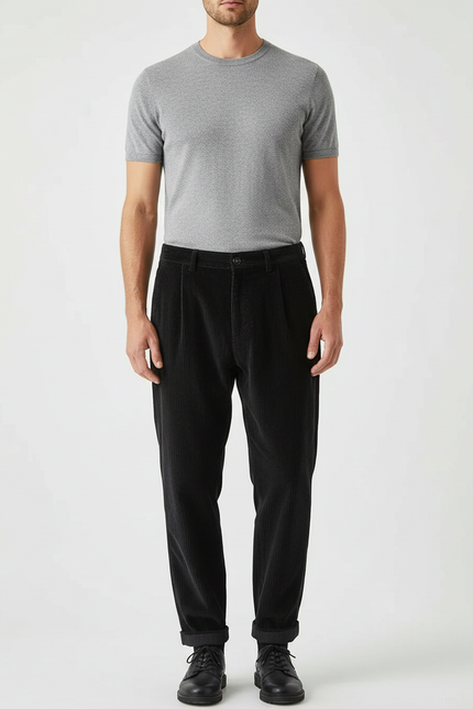 Pantalon Velours Homme Grosses Cotes Noir - Cordé