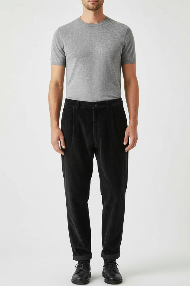 Pantalon Velours Homme Grosses Cotes Noir - Cordé