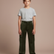 Pantalon Velours Vert Côtelé Ample Cargo Garçon - Cordé