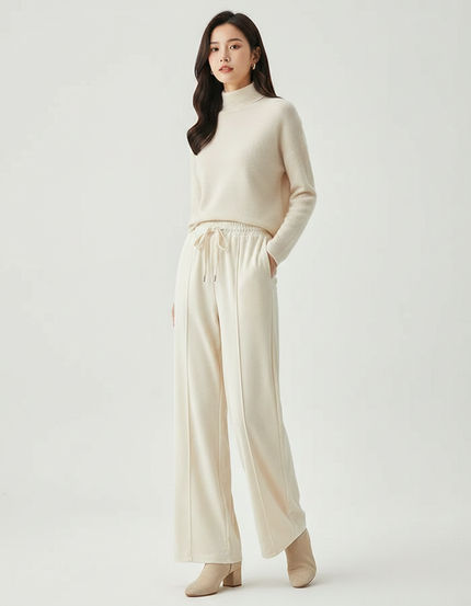 Pantalon Velours Beige Ample Épais Décontracté Femme