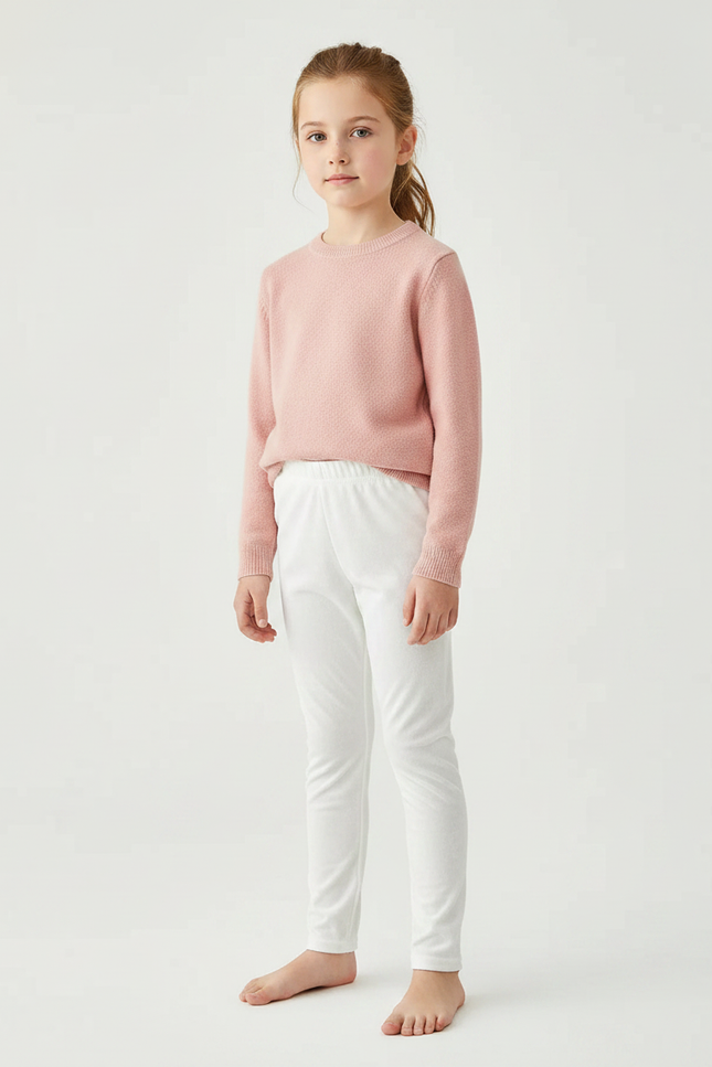 Pantalon Velours Blanc Doux Slim Fille