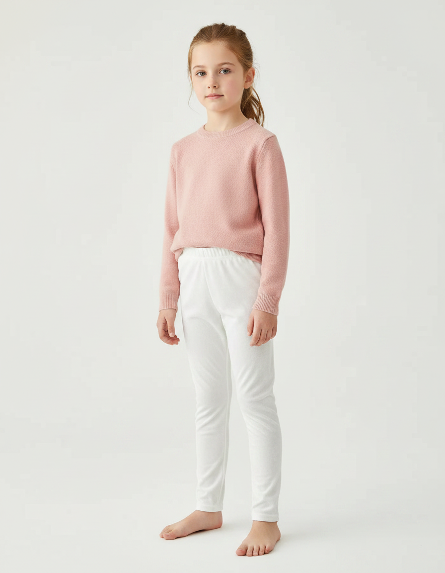 Pantalon Velours Blanc Doux Slim Fille