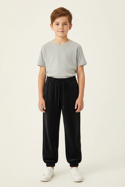 Pantalon Velours Noir Ample Doux Garçon