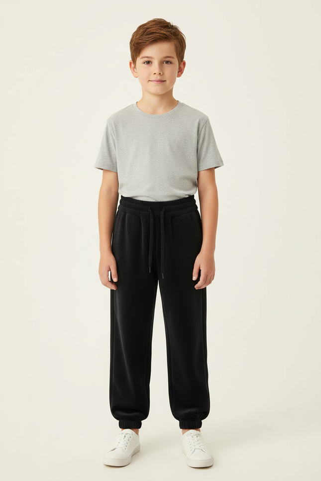 Pantalon Velours Noir Ample Doux Garçon