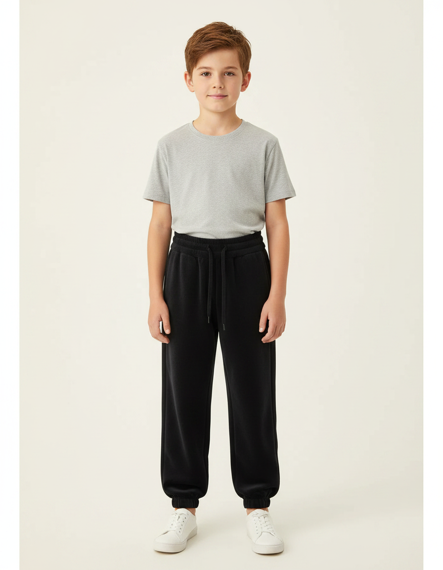 Pantalon Velours Noir Ample Doux Garçon