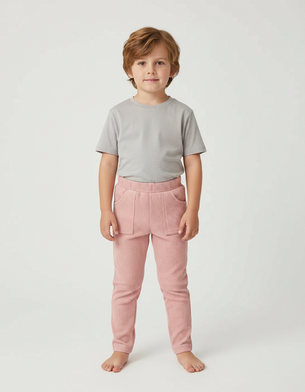 Pantalon Velours Côtelé Rose Slim Enfant Confortable - Cordé
