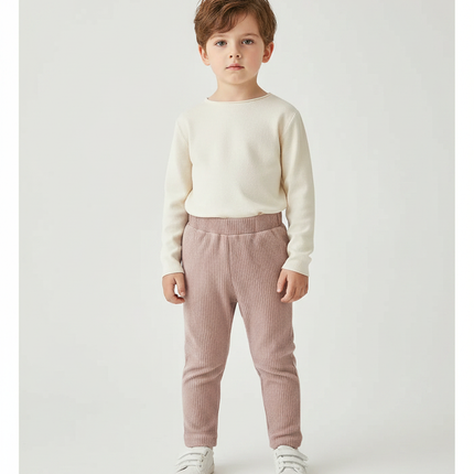 Pantalon Velours Côtelé Rose Enfant Doux Ajusté - Cordé