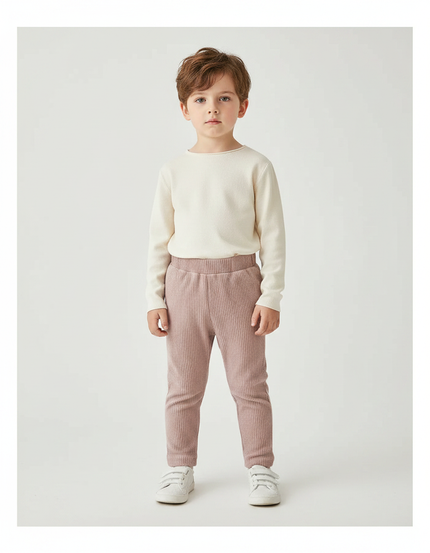 Pantalon Velours Côtelé Rose Enfant Doux Ajusté - Cordé