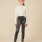 Pantalon Velours Gris Slim Fille Confortable Élégant