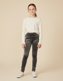 Pantalon Velours Gris Slim Fille Confortable Élégant