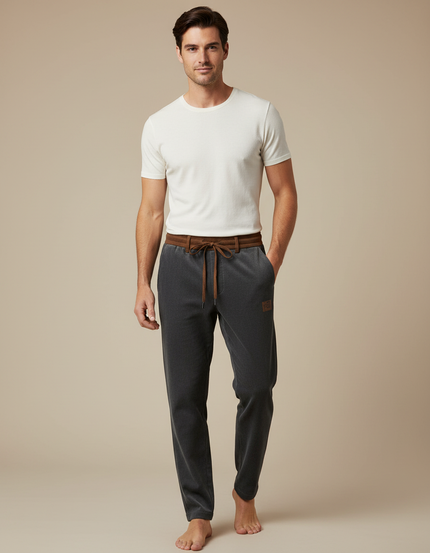 Pantalon Velours Gris Droit Décontracté Cordon Homme