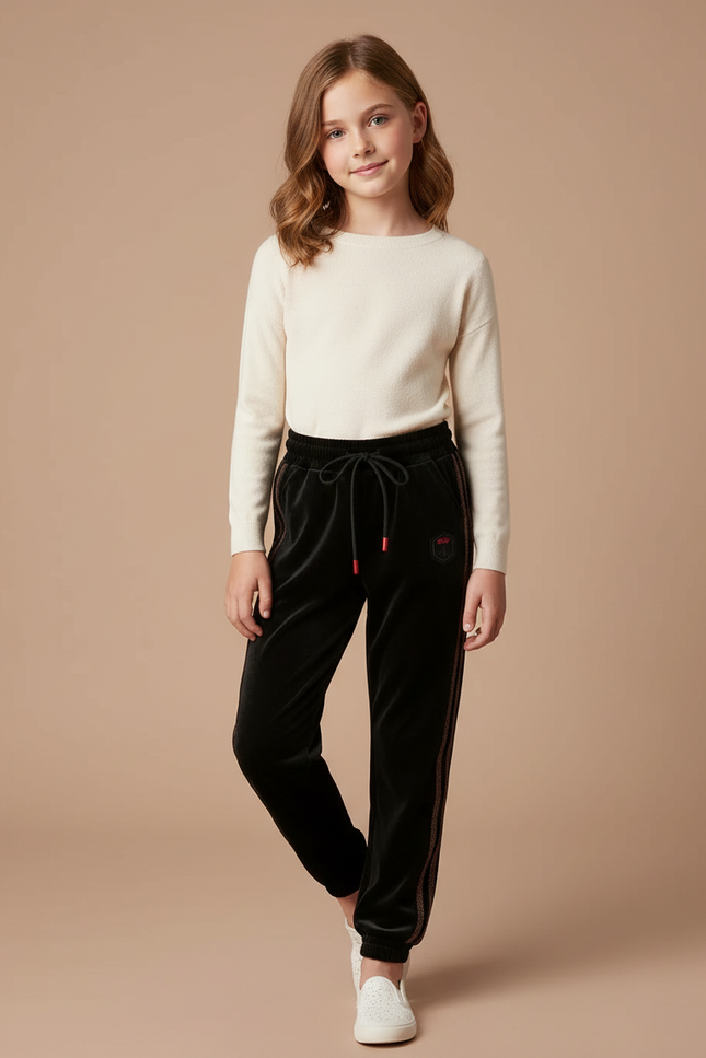 Pantalon Velours Noir Cordon Décontracté Enfant