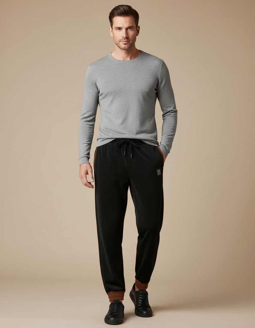 Pantalon Velours Noir Droit Homme Décontracté Cordon