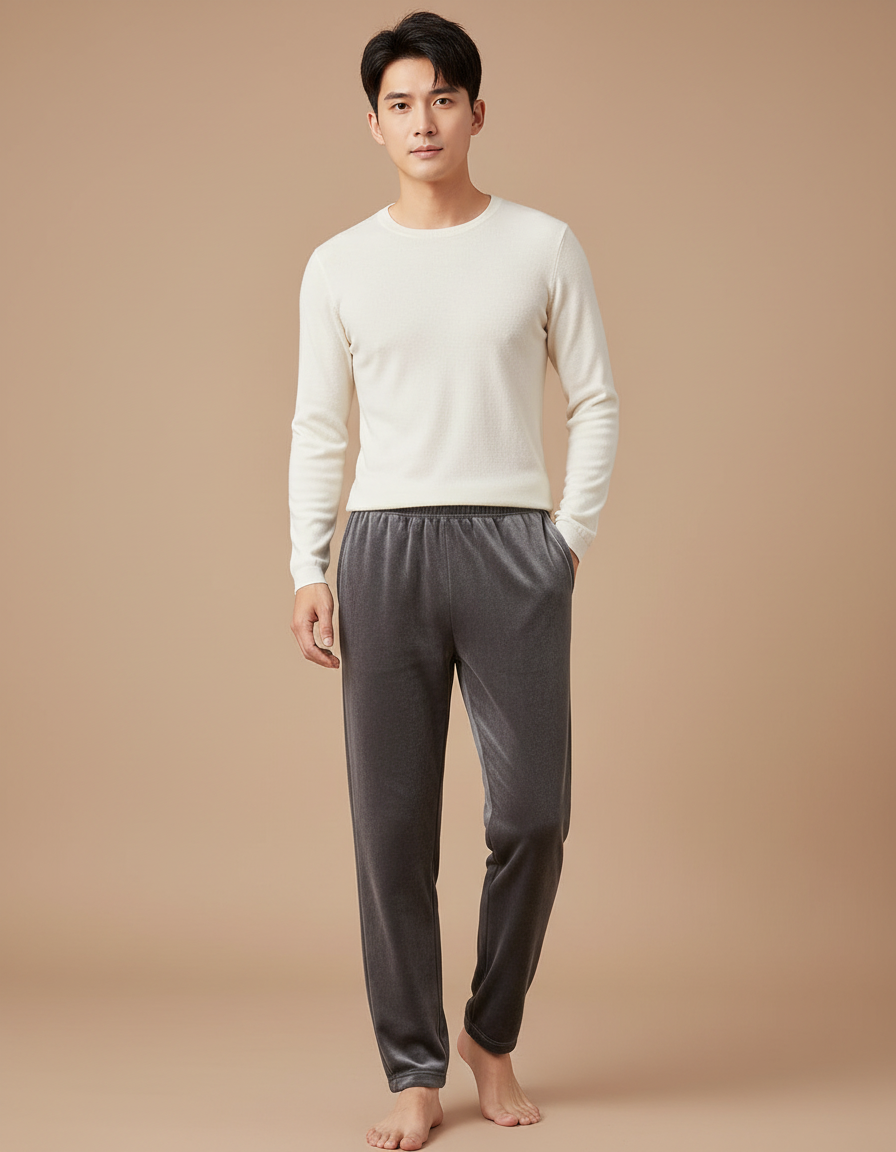 Pantalon Velours Gris Homme Coupe Droite Confortable