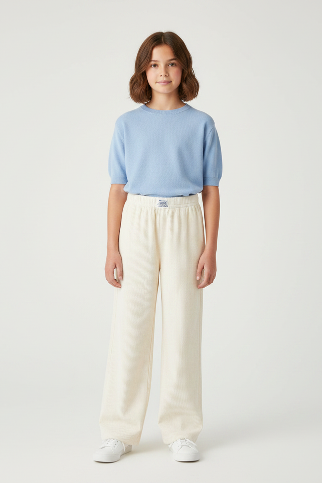 Pantalon Velours Ecru - Beige Cordé