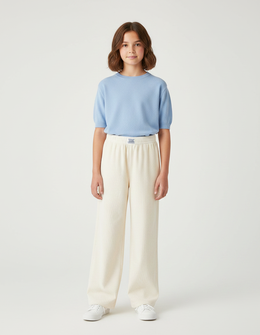 Pantalon Velours Ecru - Beige Cordé