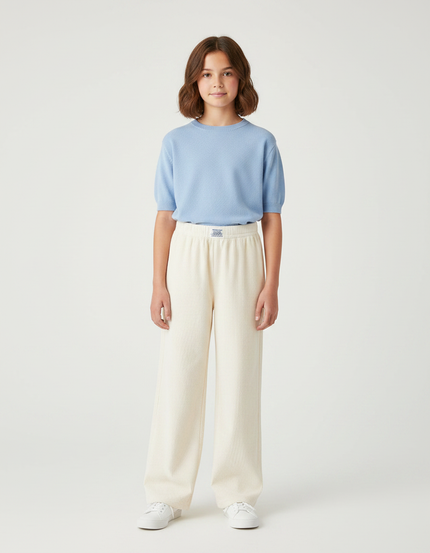 Pantalon Velours Ecru - Beige Cordé