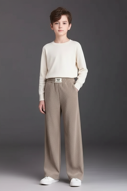 Pantalon Velours Beige Ample Décontracté Confortable