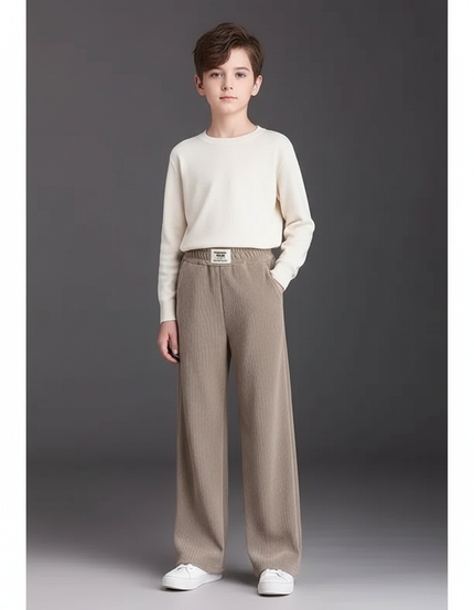 Pantalon Velours Beige Ample Décontracté Confortable