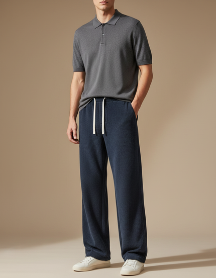 Pantalon Velours Bleu Marine Ample Cordon Homme - Maille