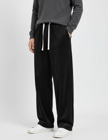 Pantalon Velours Côtelé Noir Droit Confortable Homme - Cordé