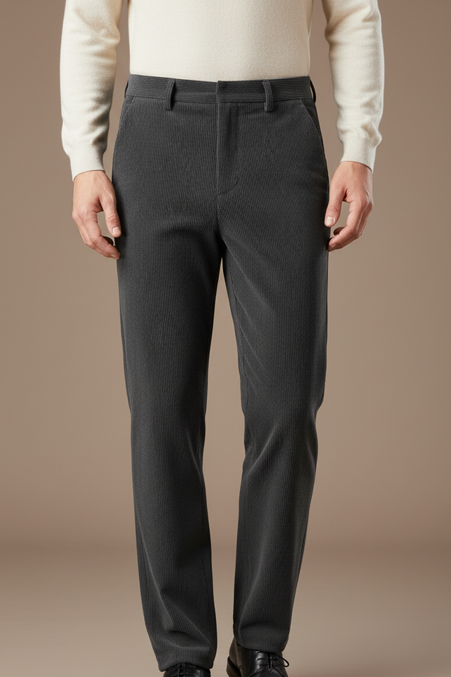 Pantalon Velours Gris Côtelé Droit Classique Homme - Cordé
