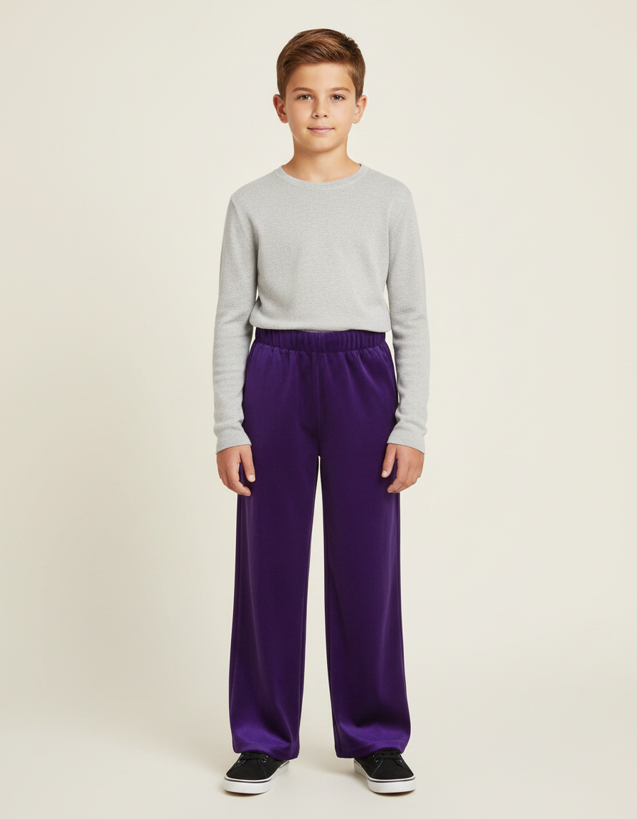 Pantalon Velours Violet Ample Fluide Enfant