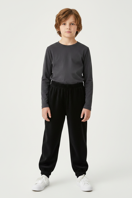 Pantalon Velours Noir Côtelé Décontracté Enfant - Cordé