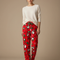 Pantalon Velours Rouge Ample Motif Noël Hello Kitty