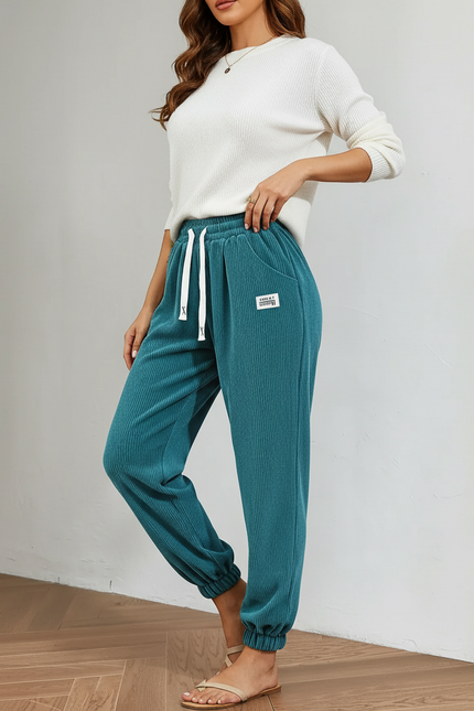 Pantalon Velours Cotelé Femme Bleu - Cordé