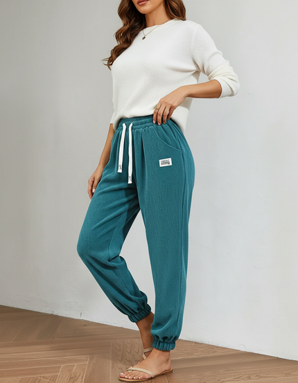 Pantalon Velours Cotelé Femme Bleu - Cordé