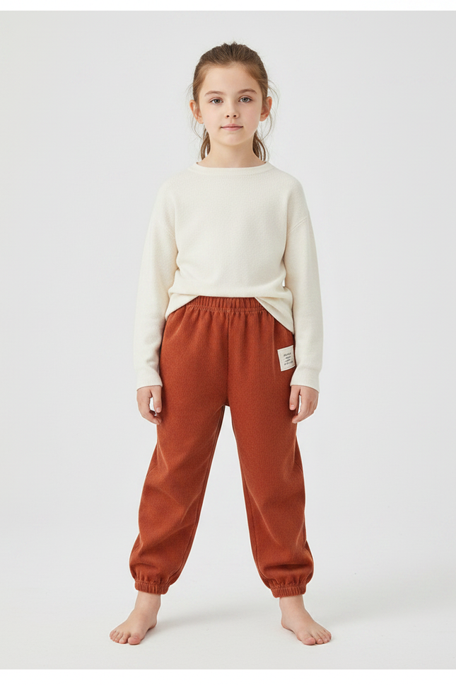 Pantalon Velours Enfant Côtelé Ample Confortable Marron - Cordé